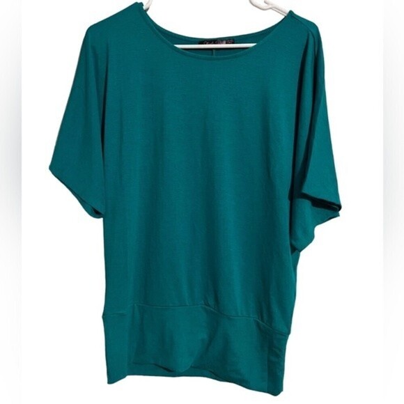 Shiela Rose Emerald Green Dolman Sleeve Boat Neck Top Women's Size M - Picture 2 of 6